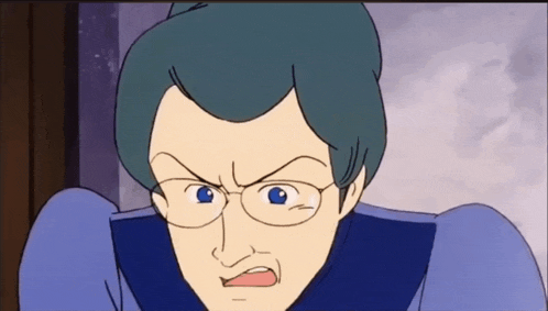 a cartoon character with glasses and a blue shirt