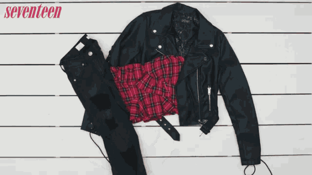 Leather Jacket Skater Skirt GIF - Leather Jacket Skater Skirt Black Jeans GIFs