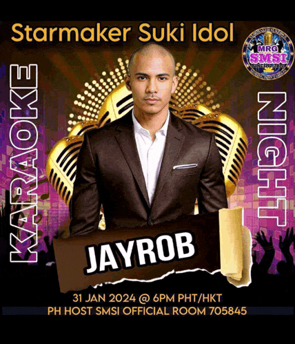 a poster for a karaoke night with jayrob