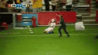 a soccer game is being played and the score is hw 1 hc 0