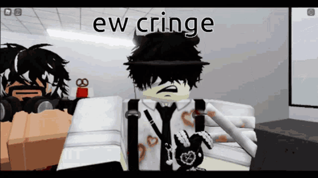 a screenshot of a video game with the words ew cringe