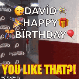 a picture of a happy birthday greeting for david