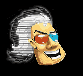 a cartoon of a man wearing 3d glasses