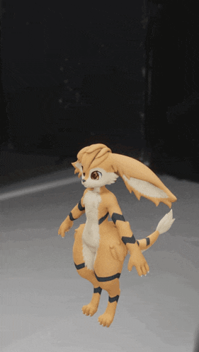 a 3d model of a furry animal standing on a floor