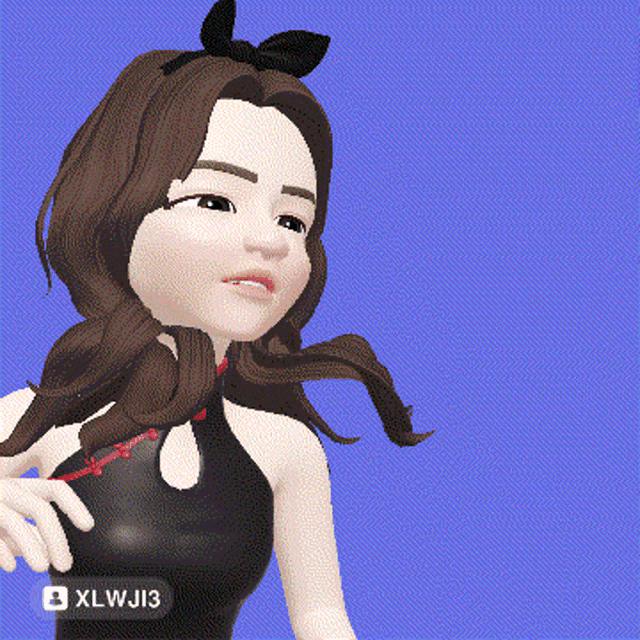 a cartoon girl with a bow in her hair is being animated by xlwji3
