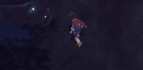 a person in a video game with a red scarf around their neck that says ' a ' on it