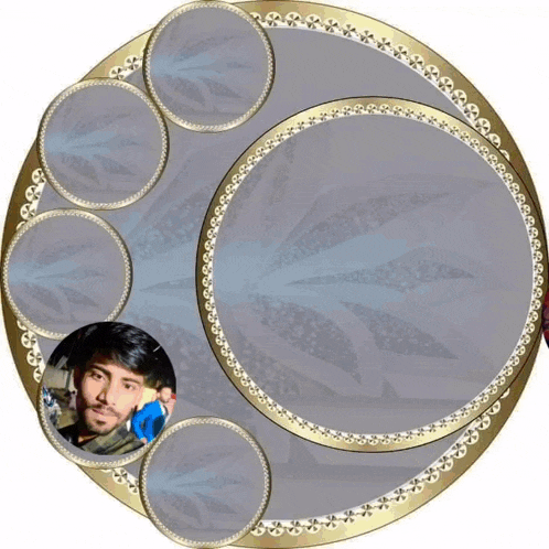 a picture of a man in a circle with other circles around it