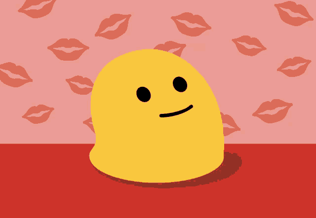 a yellow duck with a red heart on its face surrounded by kisses