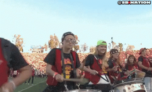 Stanford Marching Band Girls GIF - Marching Band Silly Drums GIFs