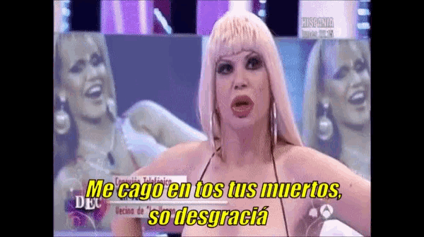 a woman in a bikini says me cago en tus muertos