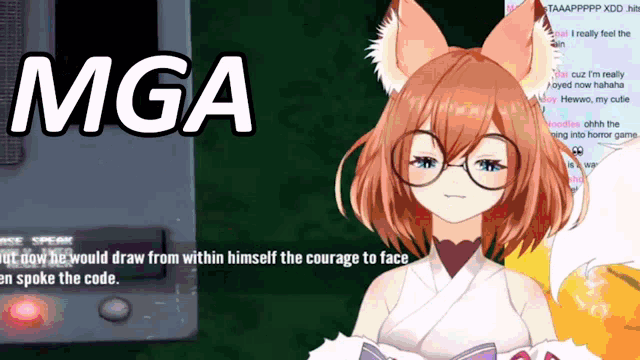 a video of a girl with glasses and a fox 's ears is titled mga