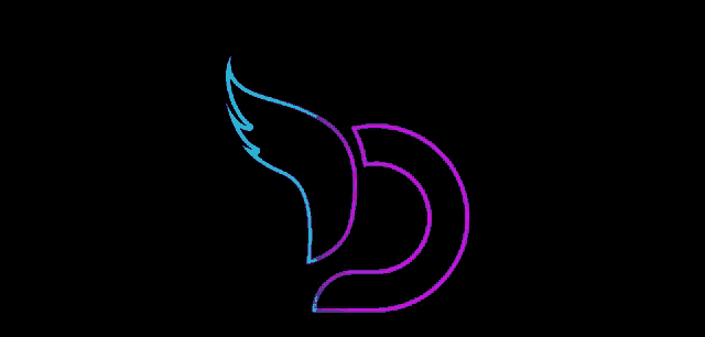 a neon sign of a fox with wings on a black background