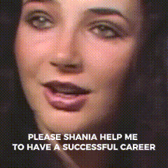 a picture of a woman with the words please shania help me to have a successful career