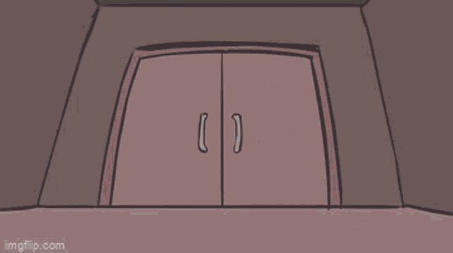 a cartoon of a person standing in a doorway with a light coming out of it