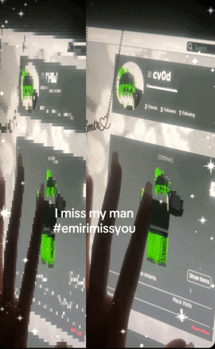 a person is holding a screen that says i miss my man