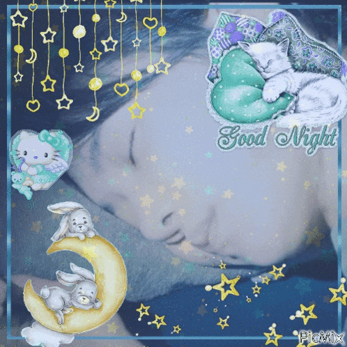 a picture of a child sleeping with the words good night written on the bottom