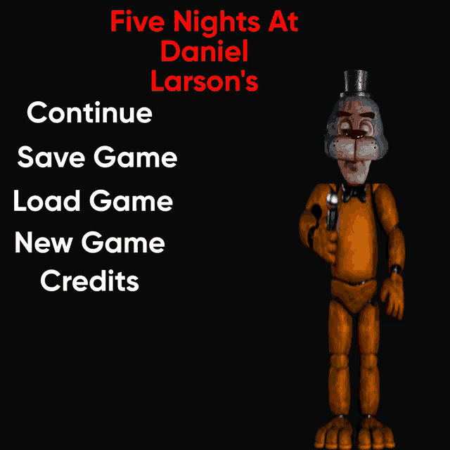 a poster for five nights at daniel larson 's with a teddy bear on it