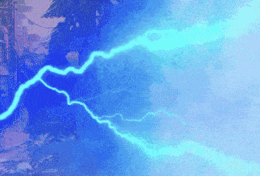 a blue lightning bolt strikes against a blue sky