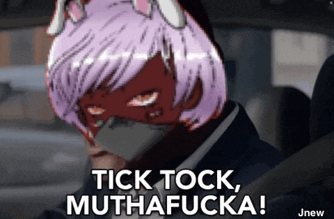 a picture of a person with a mask on says tick tock mutha fucka
