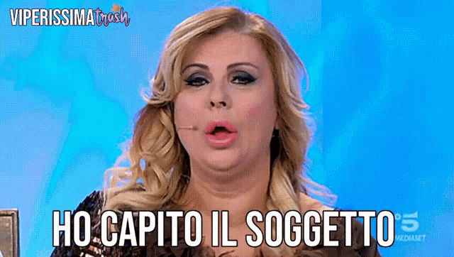 a woman says ho capito il soggetto on a screen