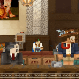 a screenshot of a video game with the words " and go jingle still topping charts world to " at the bottom