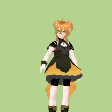 a 3d model of a girl with orange hair