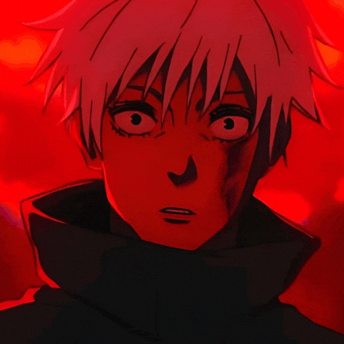 a drawing of a person with a red background