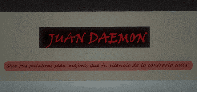 juan daemon is written in red on a white background