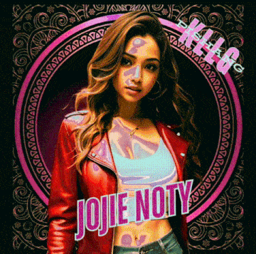 a woman in a red leather jacket is on the cover of a jojie noty album