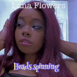 lana flowers heads spinning poster with a woman with purple hair