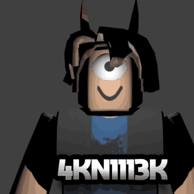 a cartoon character with the name 4kni13k written on it