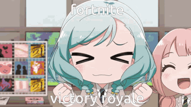 a picture of a girl with the words fortnite victory royale written on it