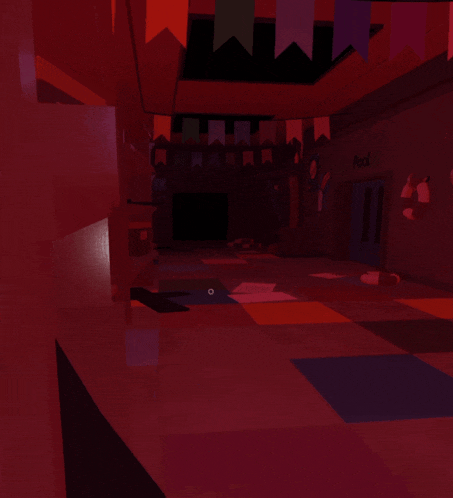 a red room with a sign that says " food "