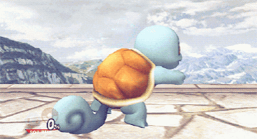 a video game screen shows a squirtle with a 0 percent score