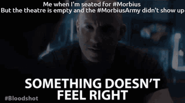 a man says something does n't feel right in front of an empty theater