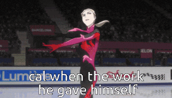 a picture of a female figure skater with the words " humcal when the work he gave himself " on the bottom