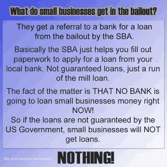 a poster explaining what small businesses get in the bailout