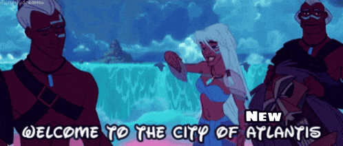 a cartoon says welcome to the city of atlantis on it