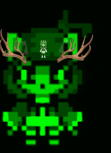 a pixel art of a deer with antlers on it