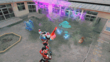 a robot with a sword and a lightning bolt coming out of it