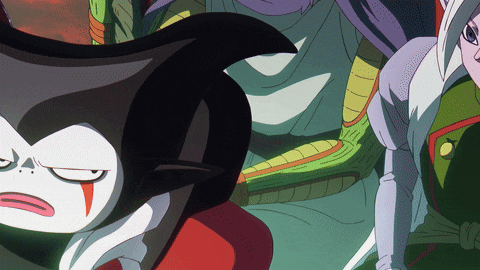 a cartoon character with a black hat and a red stripe on his face