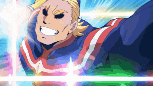 a cartoon of all might flying through the air