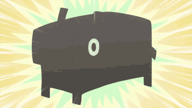 a cartoon drawing of a black box with a white number 0 on it