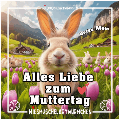 a picture of a bunny with the words alles liebe zum muttertag on it