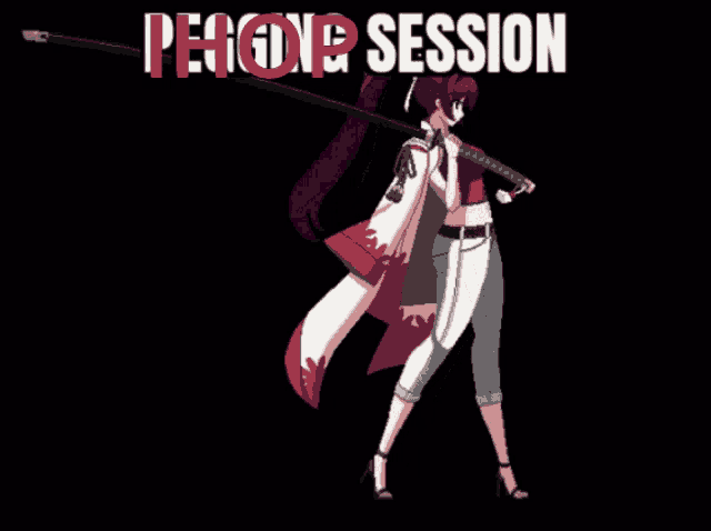 a cartoon of a girl holding a sword with the words perone session behind her