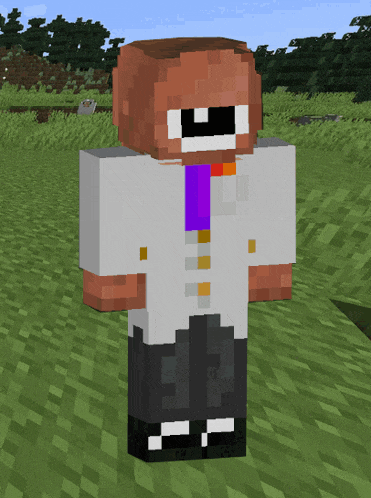 a minecraft character with a purple tie and sunglasses