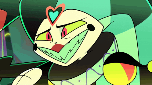 a cartoon character has a heart on his head