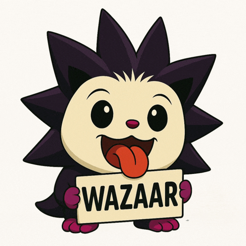 a cartoon hedgehog holds a sign that says wazaar