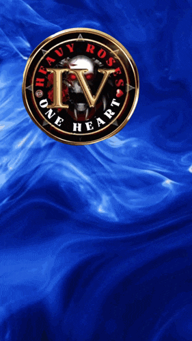 a logo for heavy roses iv one heart on a blue background
