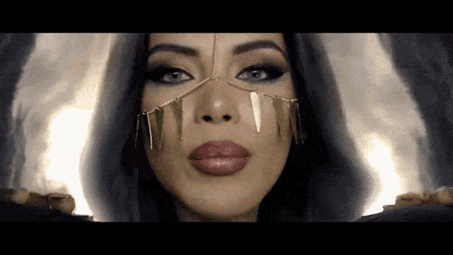 a close up of a woman 's face with a veil on